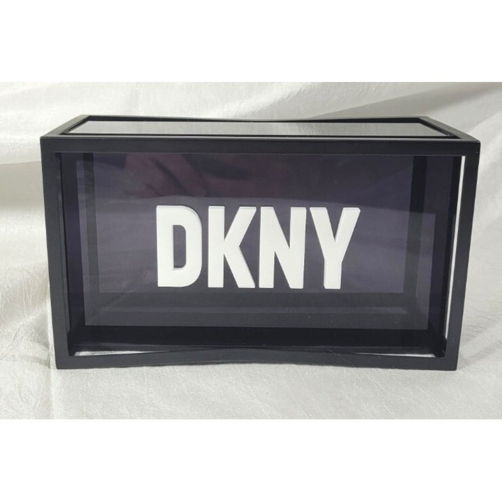 DKNY Acrylic & Metal Retail Advertising Block Sign 4" Tall x 7" Wide x 3.5" Deep